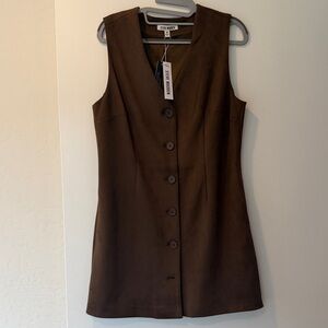 Steve Madden Dark Brown Sleeveless Button Front Shift Dress